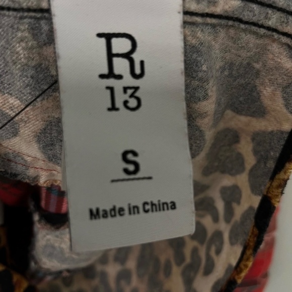 R13 plaid flannel tattered hem shirt in good used condition - Picture 8 of 9